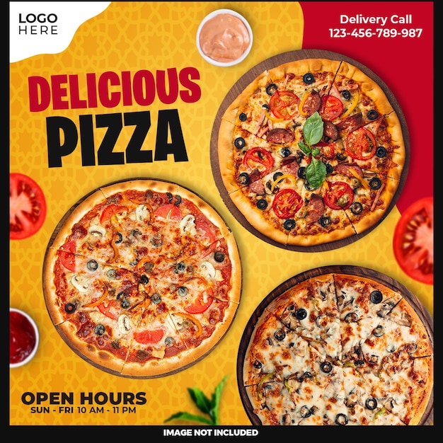 Delicious Pizza social media template design