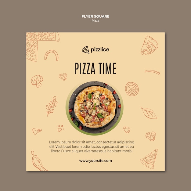 Free PSD delicious pizza square flyer design