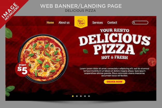 Delicious pizza web banner or landing page template series