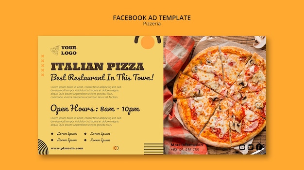 Il modello di Facebook di una pizzeria deliziosa