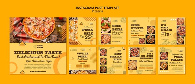 PSD gratuito modello di post su instagram di una pizzeria deliziosa