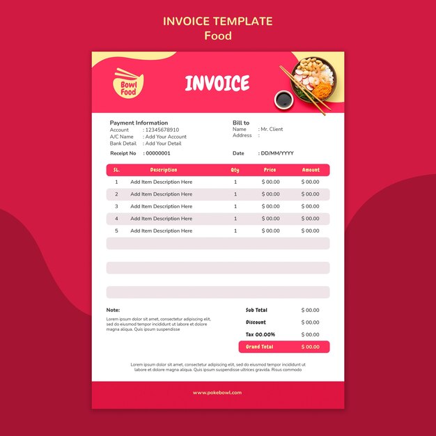 おいしいポークボウル請求書テンプレート