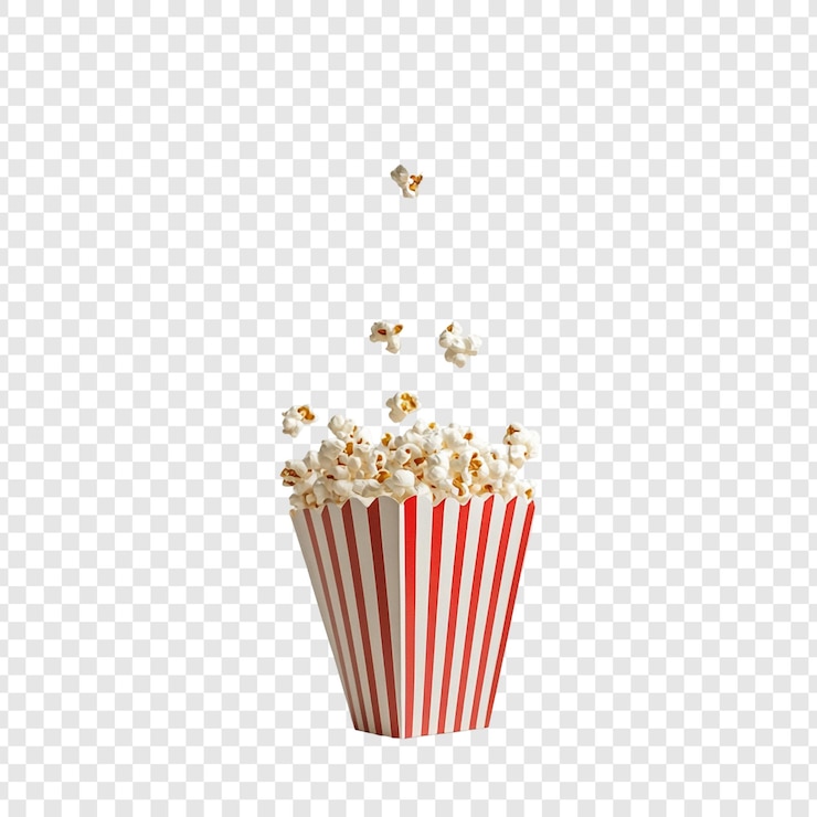 無料PSD クラシックなストライプバケツの中の美味しいポップコーン