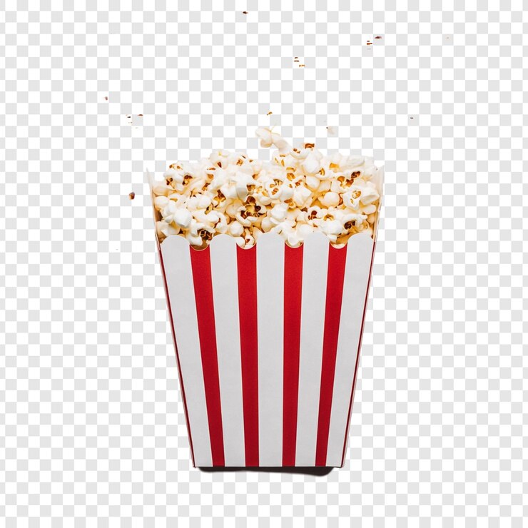 無料PSD 赤と白のストライプのバケツに美味しいポップコーン