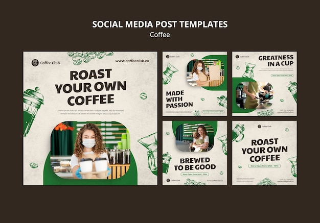 Free PSD delicious roasted coffee social media posts