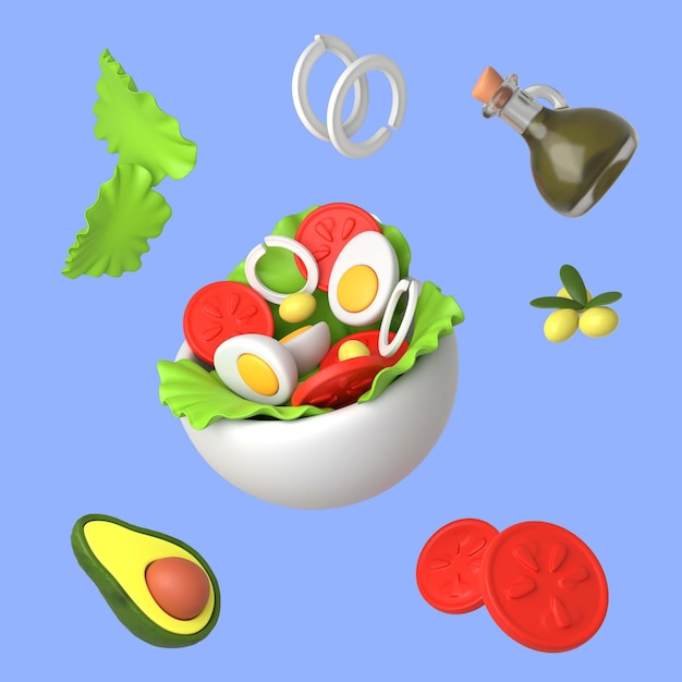 Free PSD delicious salad in bowl