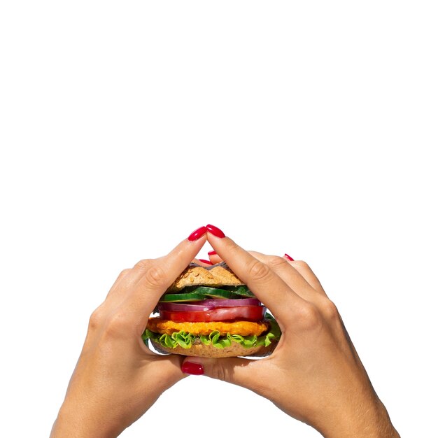 Delicious sandwich held in hand