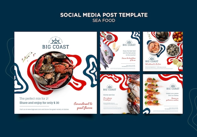 Free PSD delicious sea food social media post