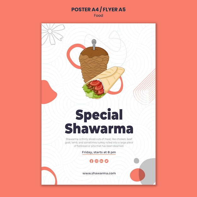 Delicious shawarma flyer template