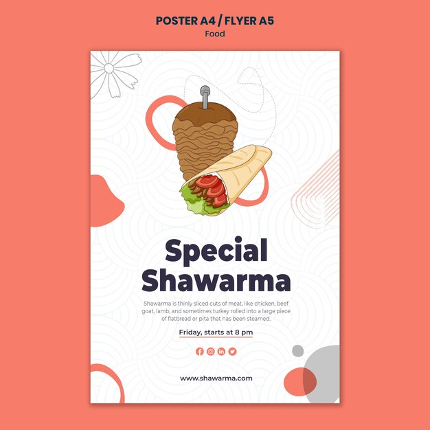 Delicious shawarma flyer template