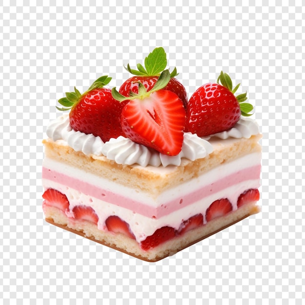 Free PSD delicious strawberry cake with fresh strawberries isolated on transparent background