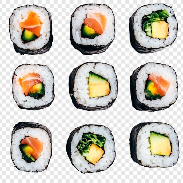 delicious sushi assortment nine pieces of exquisite maki rolls