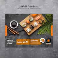 Free PSD delicious sushi food bifold brochure