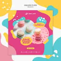 PSD gratuito modello di volantino quadrato delizioso macarons dolce