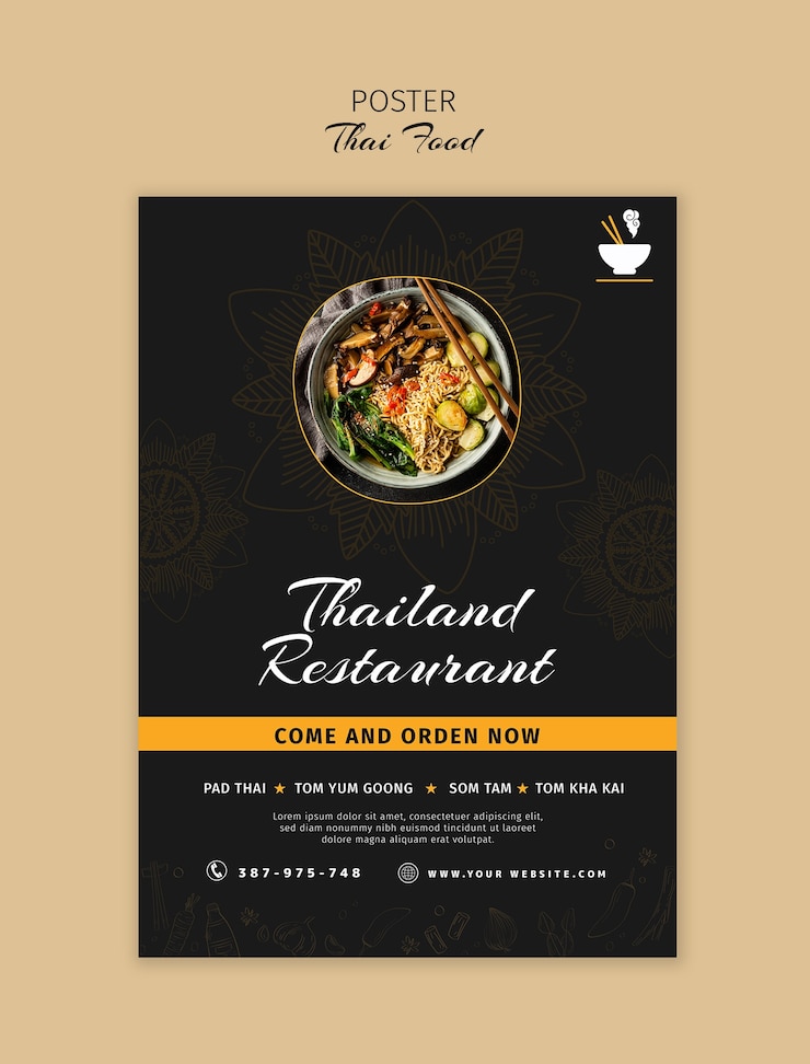 無料PSD 美味しいタイ料理のテンプレート