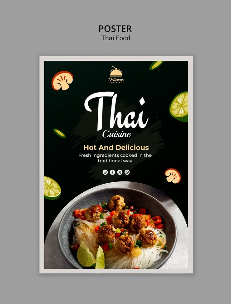 無料PSD 美味しいタイ料理のテンプレート