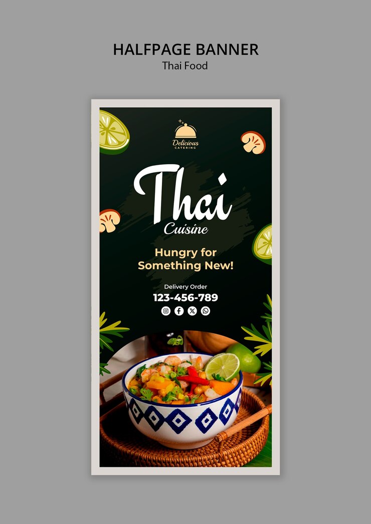 無料PSD 美味しいタイ料理のテンプレート
