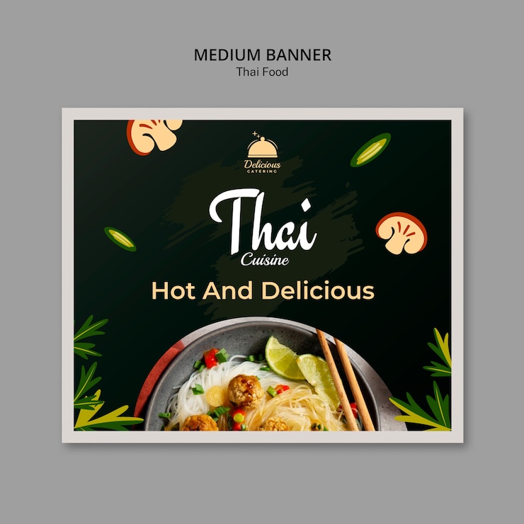 Free PSD delicious thai food template