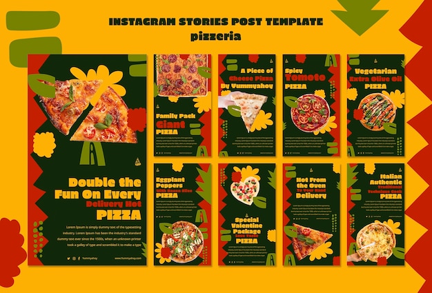 Free PSD delicious traditional pizzeria instagram stories  template