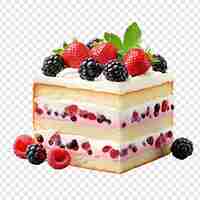 Free PSD delicious vanilla cake decorated with berries isolated on transparent background