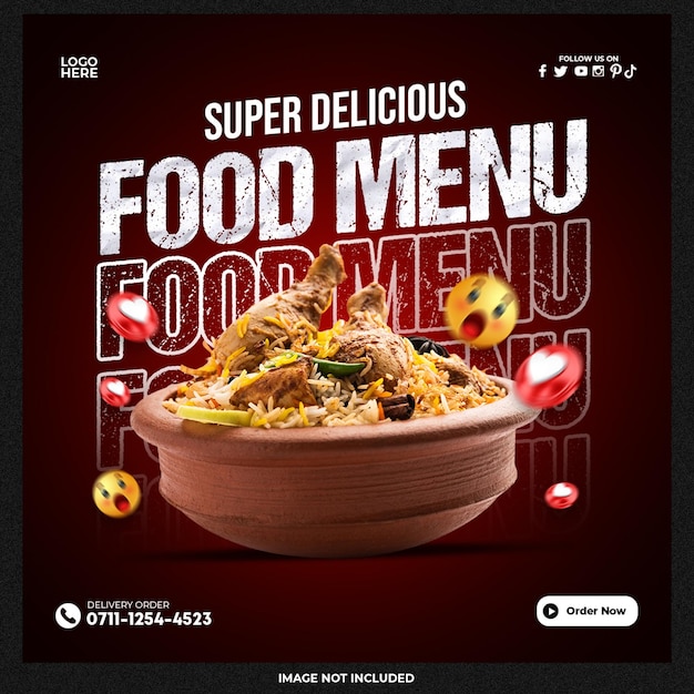 Free PSD delicous asian food social media template