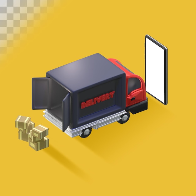 Delivering online order. 3d illustration