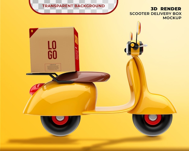 Delivery box mockup with scooter 3d render