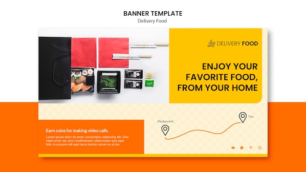 Free PSD delivery food horizontal banner template