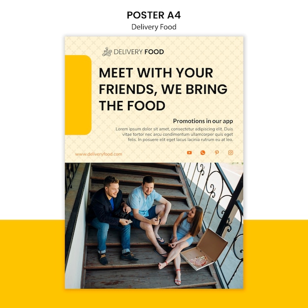 Free PSD delivery food poster template