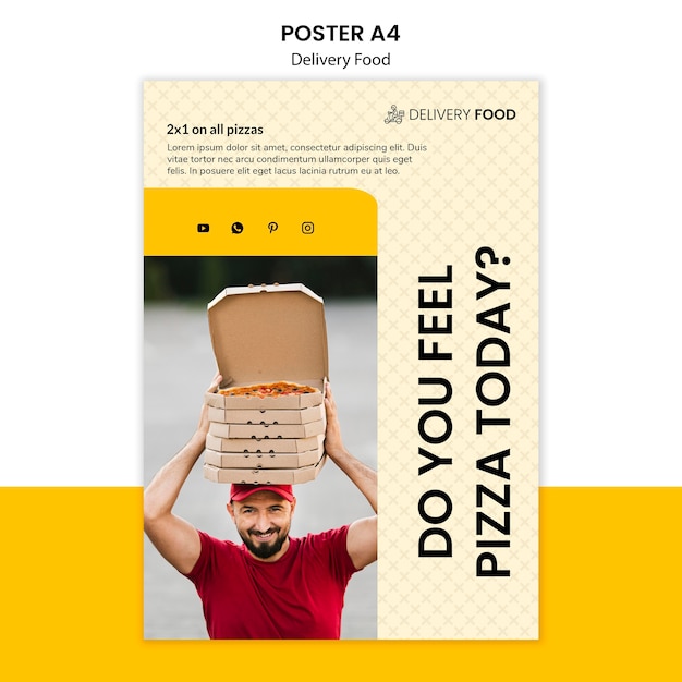 Free PSD delivery food poster template