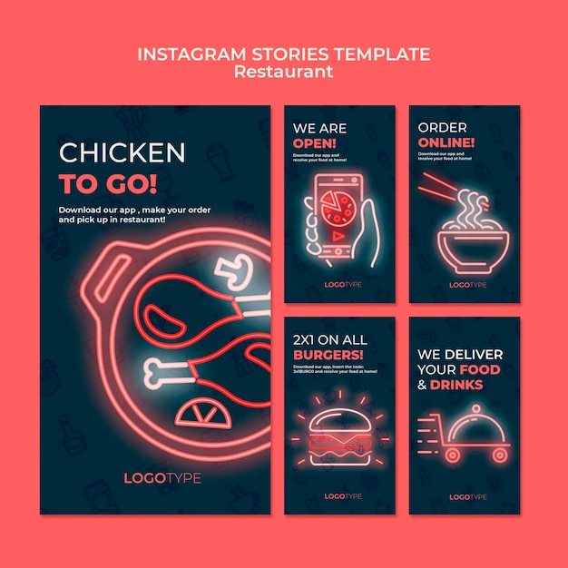 Free PSD delivery restaurant instagram stories template