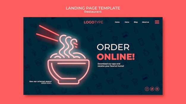Free PSD delivery restaurant landing page template