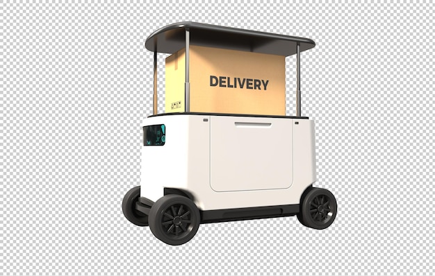 Delivery robot on transparent background