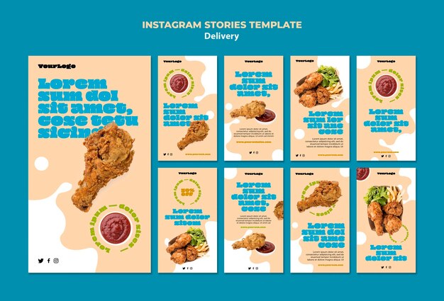 PSD gratuito storie di instagram del servizio di consegna
