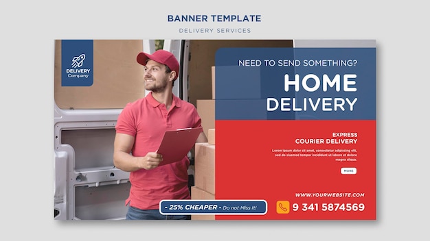 Free PSD delivery services banner template