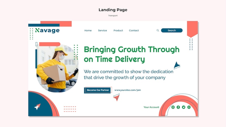मुफ़्त PSD delivery transport landing page