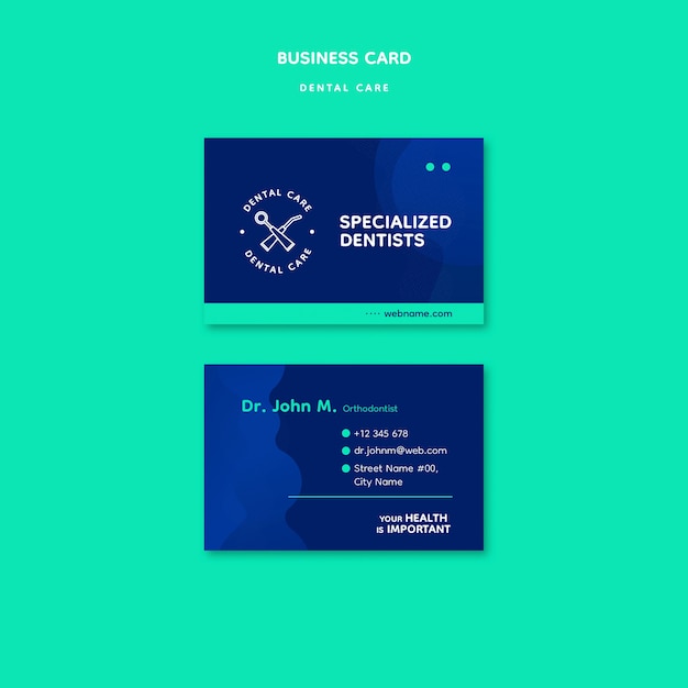 Free PSD dental care business card template