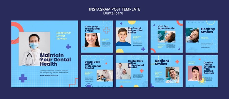 Бесплатный PSD посты в instagram о стоматологической помощи