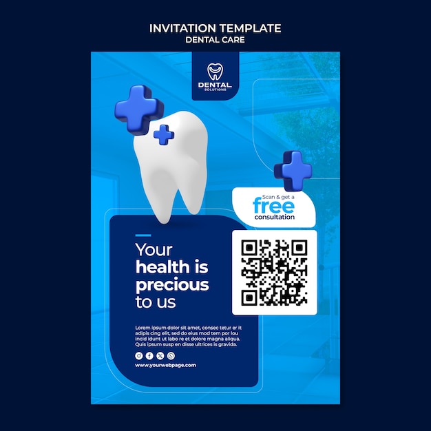 Free PSD dental care invitation template