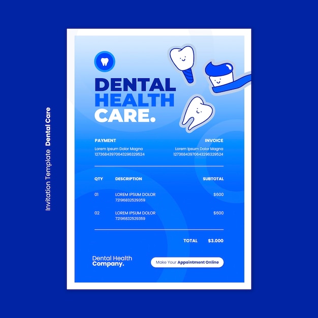 Free PSD dental care  invoice template