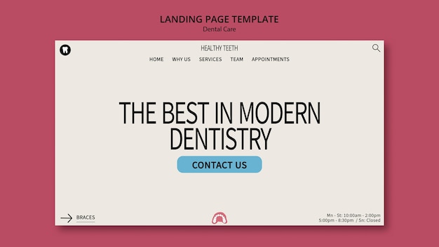 Free PSD dental care landing page template