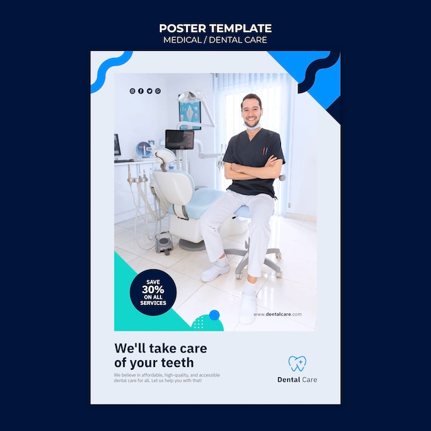 Free PSD dental care poster template