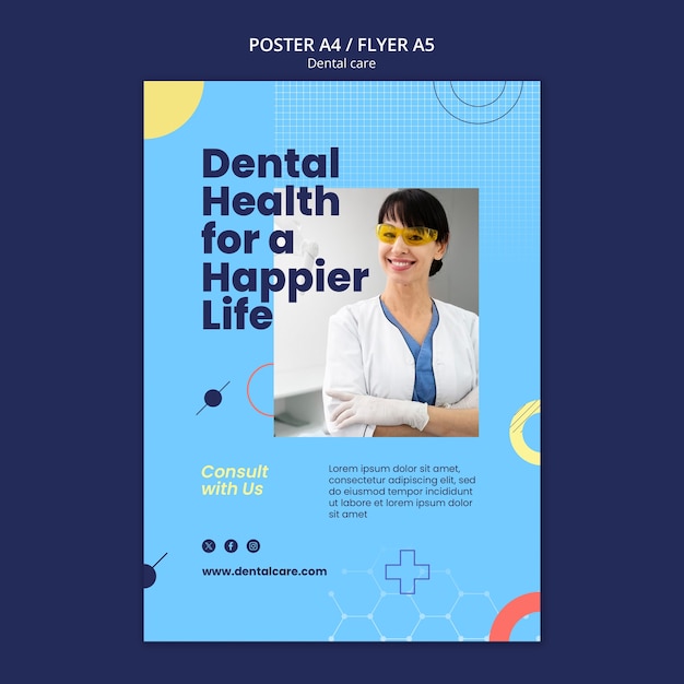 Free PSD dental care  poster template