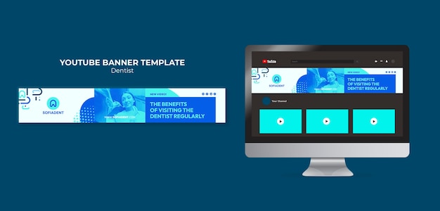 PSD gratuito modello di banner youtube per cure odontoiatriche