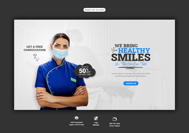 Шаблон веб-баннера для стоматолога и стоматолога