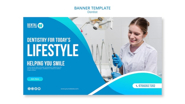 Free PSD dentist banner template concept