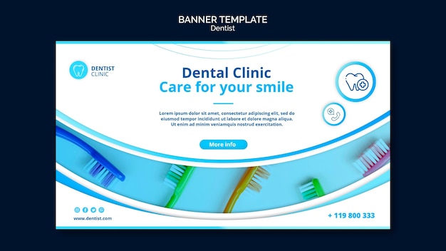 Бесплатный PSD Стоматолог баннер дизайн шаблона