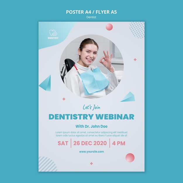 Бесплатный PSD Шаблон плаката клиники стоматолога