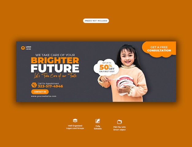 Free PSD dentist and dental care facebook cover template