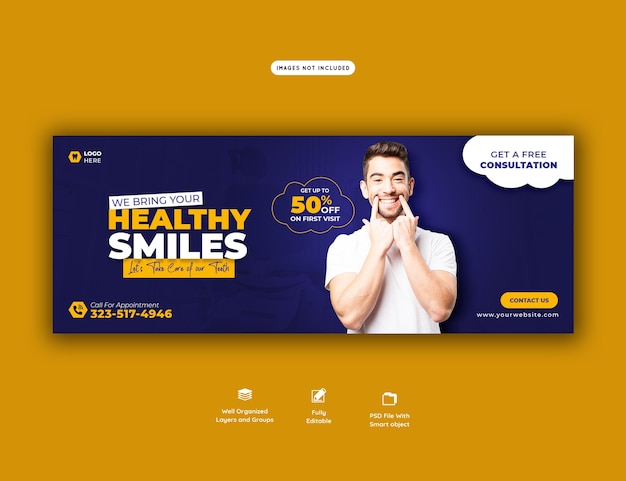 Free PSD dentist and dental care facebook cover template